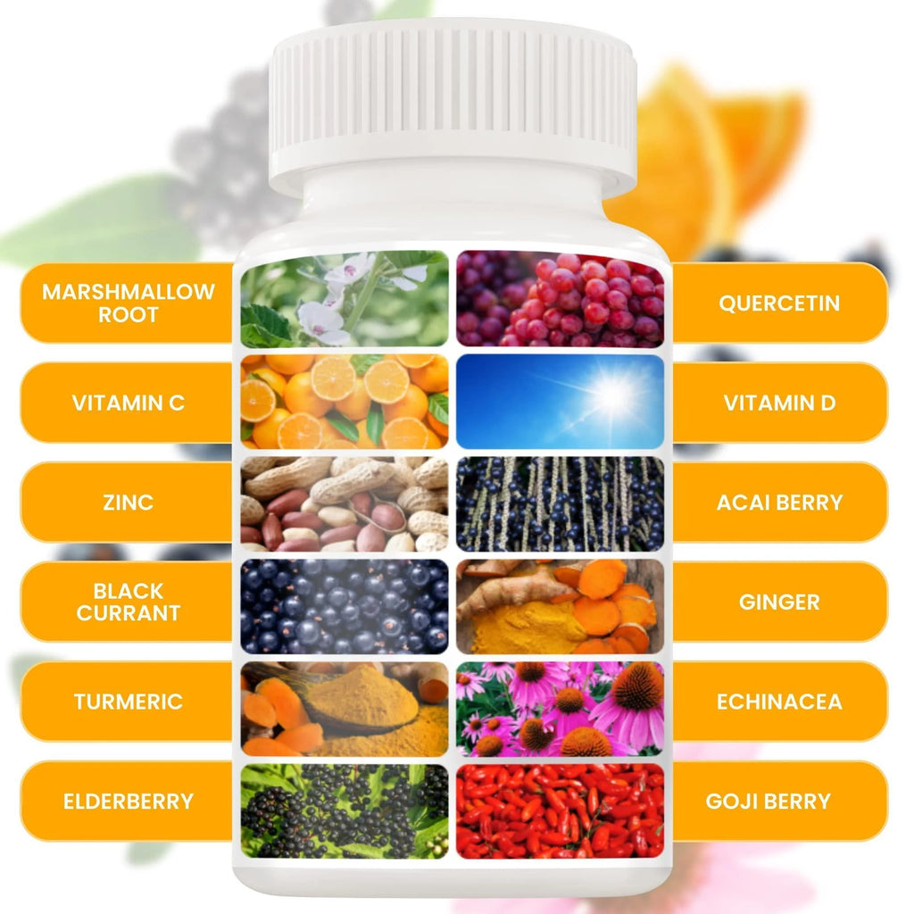 12 in 1 Premium Immune Defense Vitamins Immune Supplement W Vitamin D3 5000 IU Vitamin С 1000Mg Zinс 50Mg Luxe Choice for Premium Immune Support with Echinacea Elderberry and Ginger 120 Caps