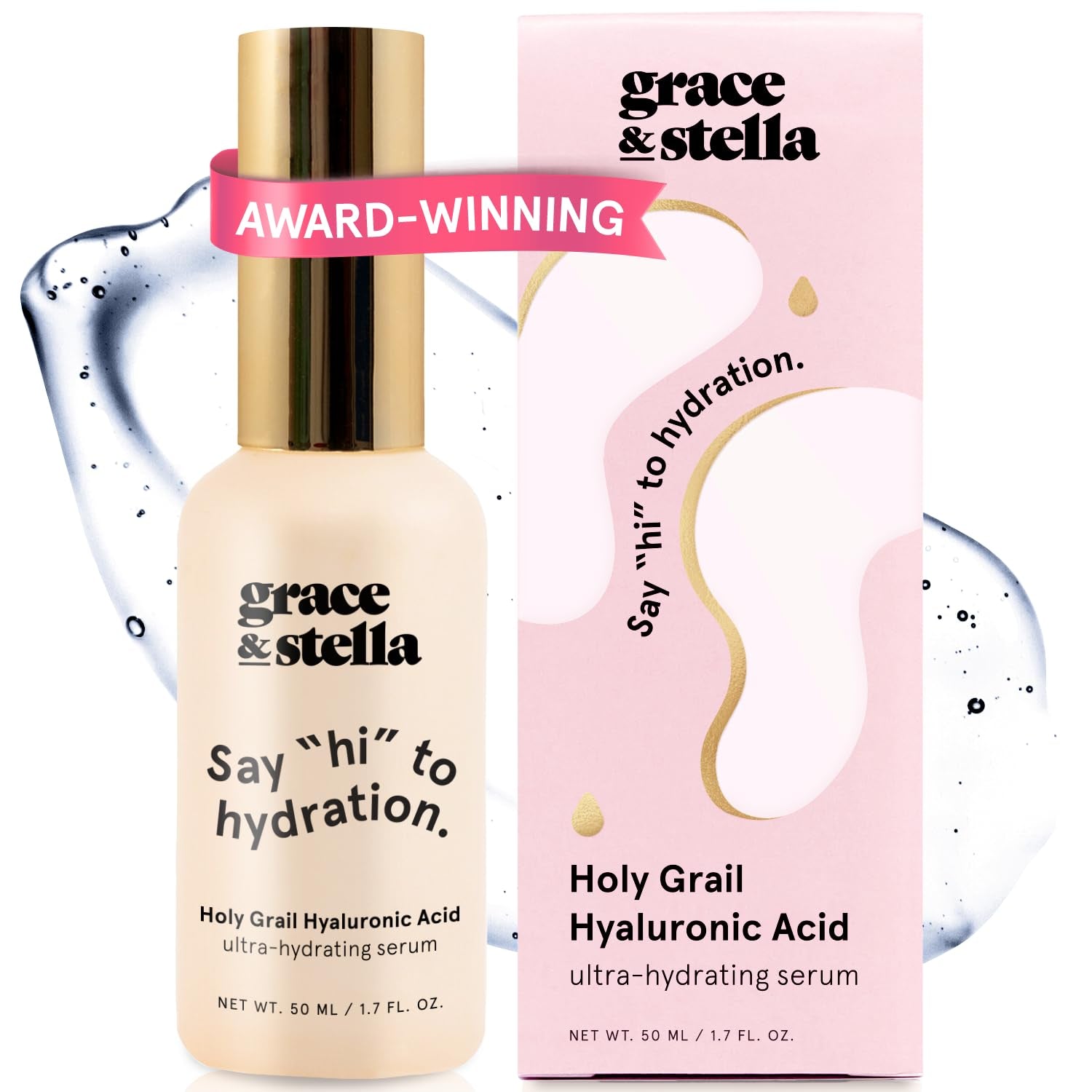 Award Winning Hyaluronic Acid Serum (50Ml/1.7 Fl Oz) Hydrating Hyaluronic Acid Serum for Face - Acido Hialuronico for Women - Remove Fine Lines, Wrinkles, anti Aging - Vegan Skincare