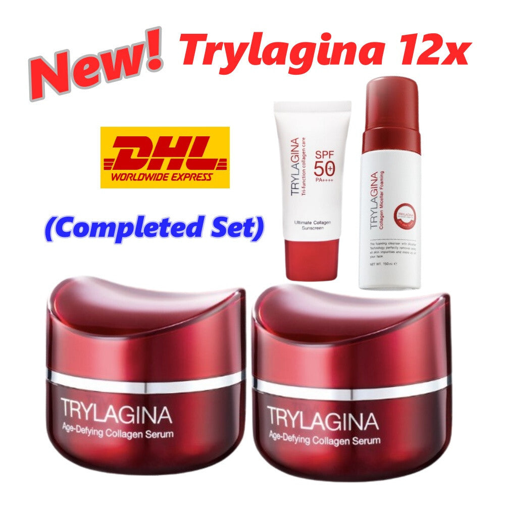 Set Trylagina 12X Ultimate Collagen Serum Foaming Sunscreen anti Age Health Skin