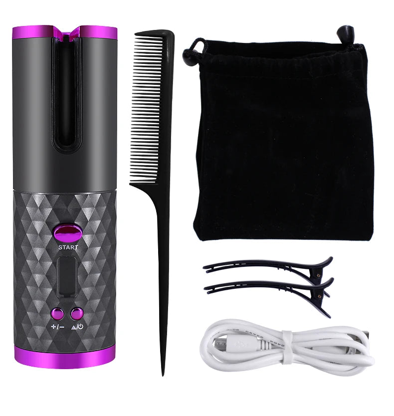 Fer à boucler automatique sans fil portable – 3 couleurs, charge USB, anti-brûlure, pour coiffage