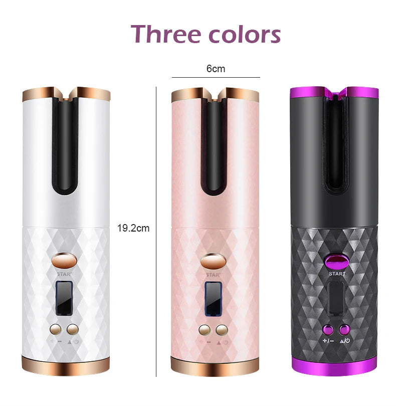Fer à boucler automatique sans fil portable – 3 couleurs, charge USB, anti-brûlure, pour coiffage