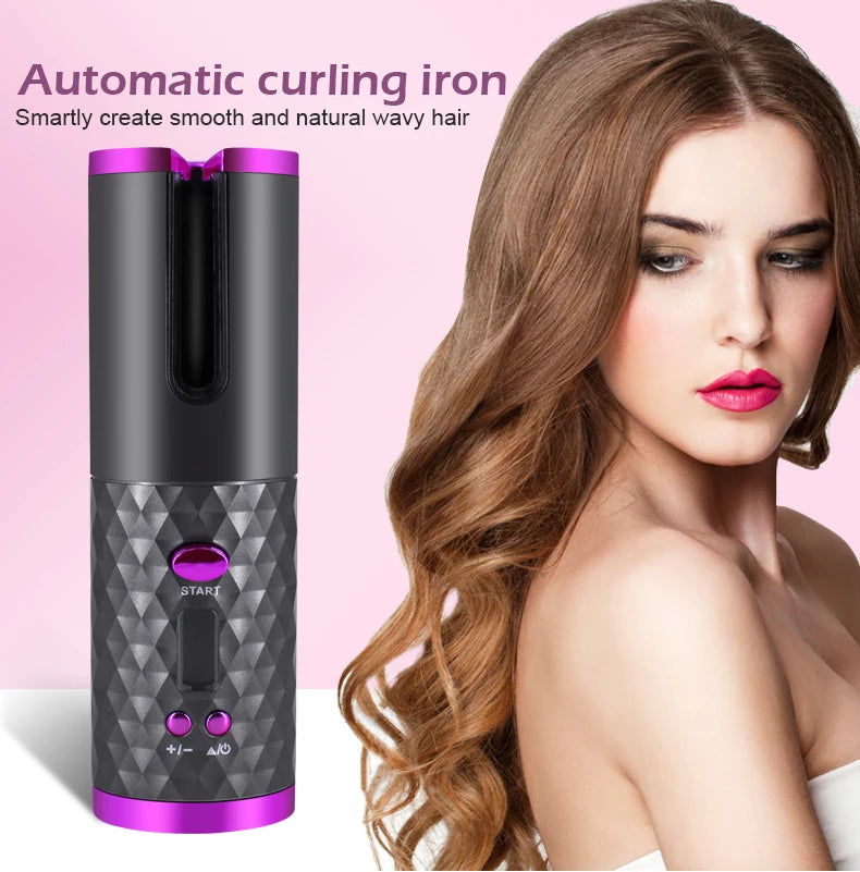 Fer à boucler automatique sans fil portable – 3 couleurs, charge USB, anti-brûlure, pour coiffage