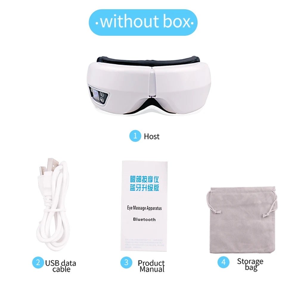 Masseur oculaire intelligent 6D à vibration – Airbag, compression, soin des yeux, musique Bluetooth, masque de sommeil
