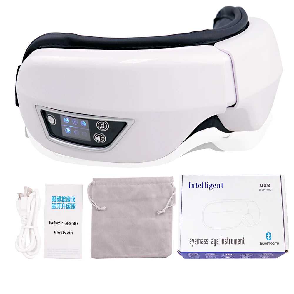 Masseur oculaire intelligent 6D à vibration – Airbag, compression, soin des yeux, musique Bluetooth, masque de sommeil