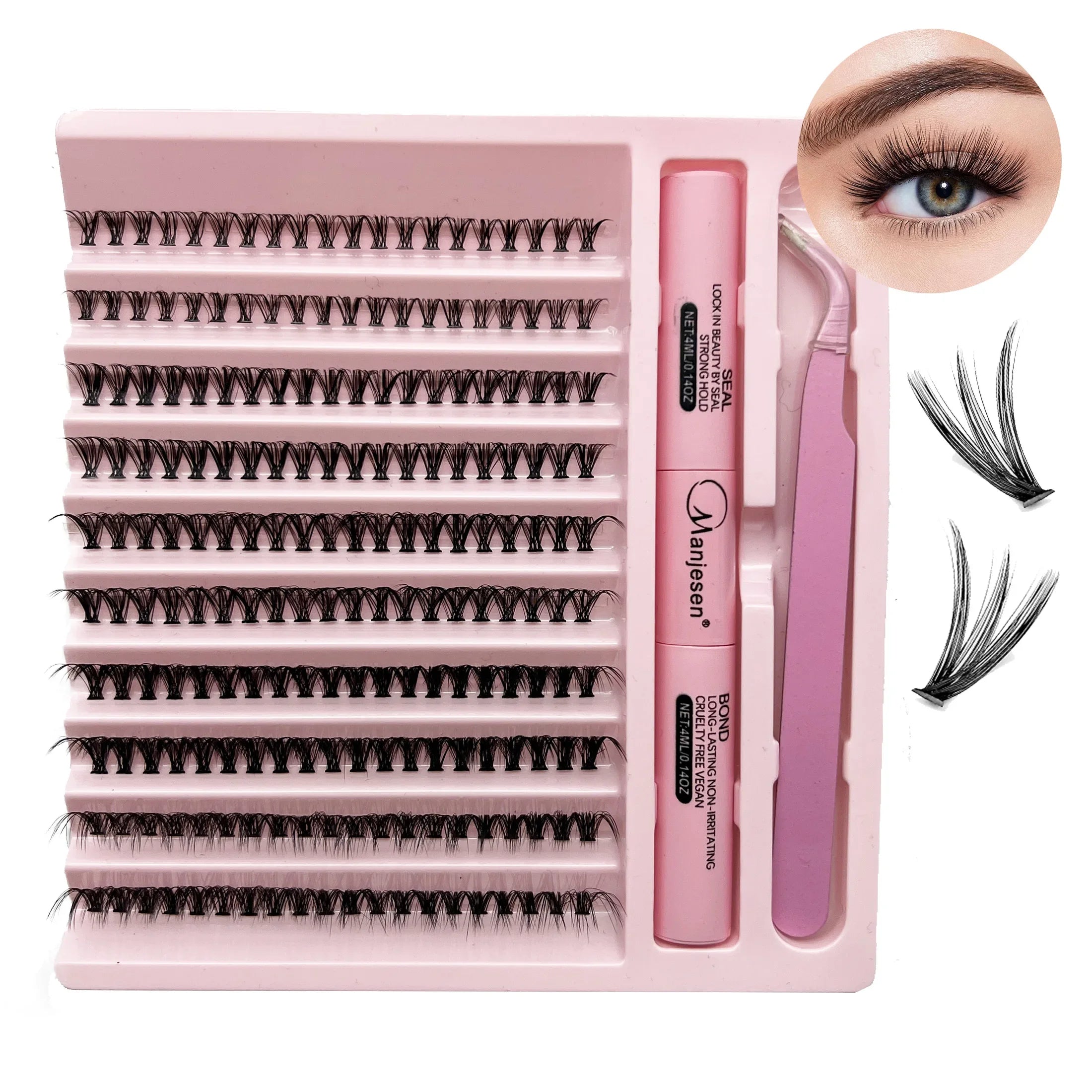 Kit DIY Extensions de Cils — 200 Clusters + Colle & Fixateur
