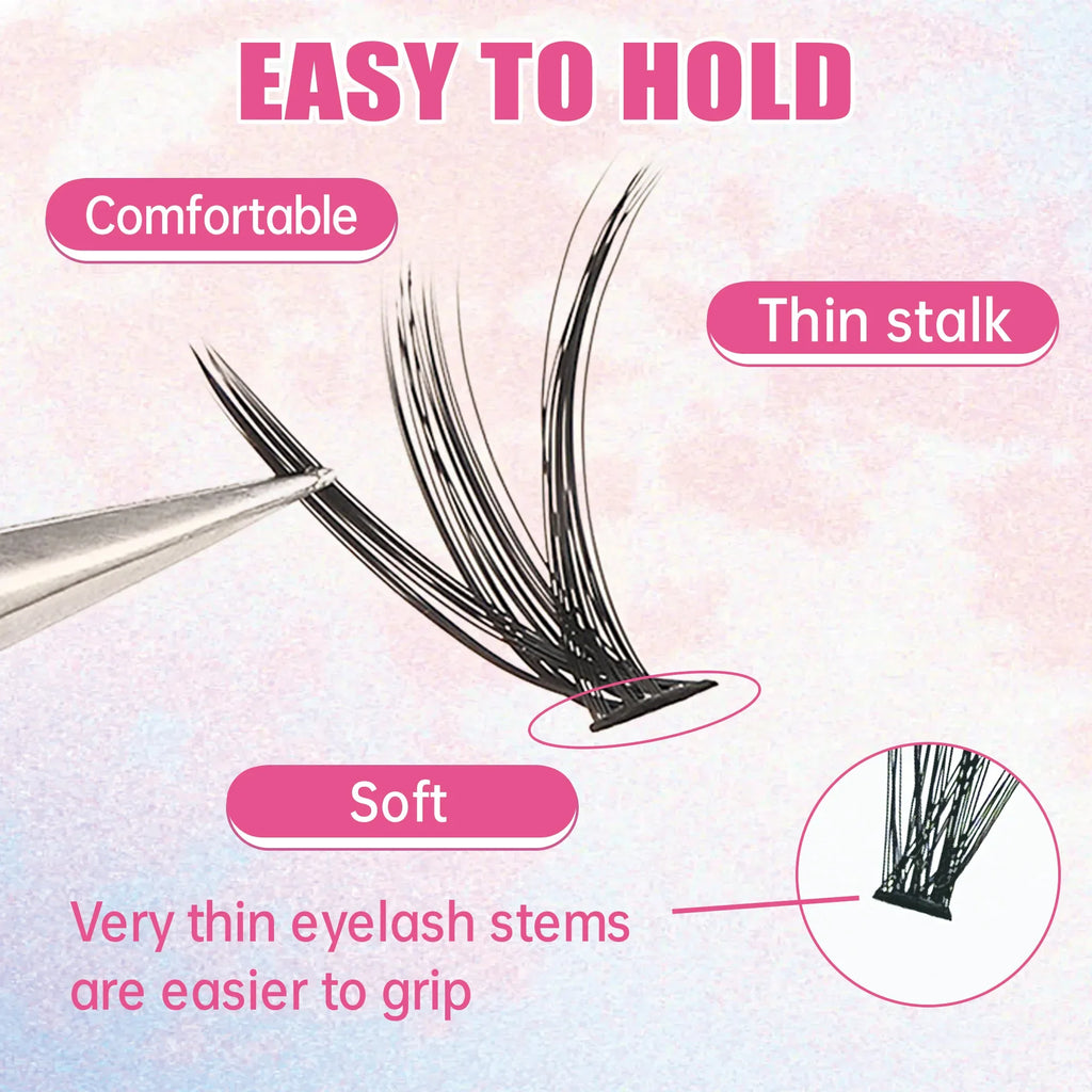 Kit DIY Extensions de Cils — 200 Clusters + Colle & Fixateur