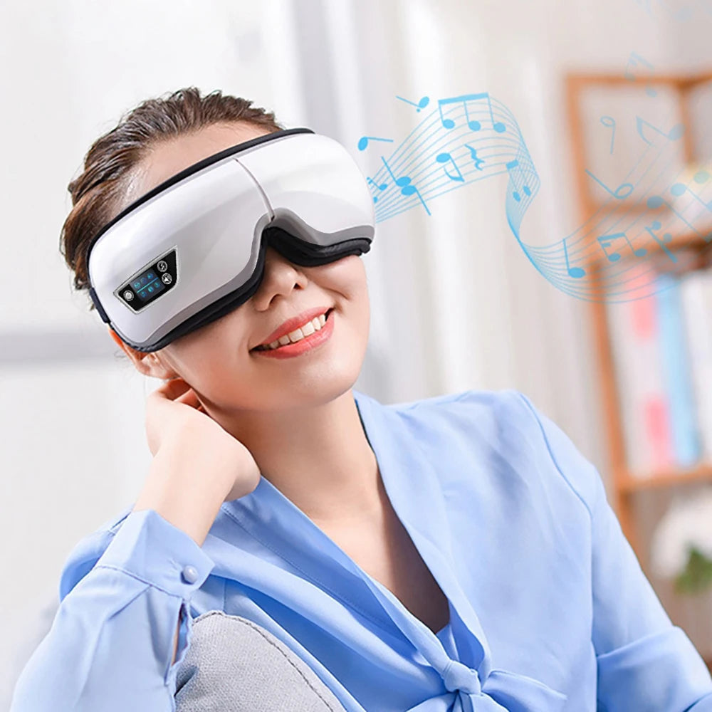 Masseur oculaire intelligent 6D à vibration – Airbag, compression, soin des yeux, musique Bluetooth, masque de sommeil