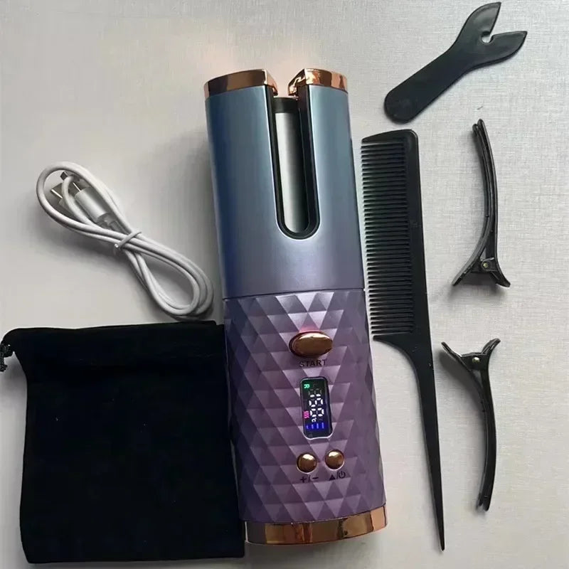 Fer à boucler automatique sans fil portable – 3 couleurs, charge USB, anti-brûlure, pour coiffage