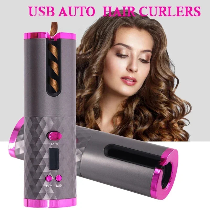 Fer à boucler automatique sans fil portable – 3 couleurs, charge USB, anti-brûlure, pour coiffage