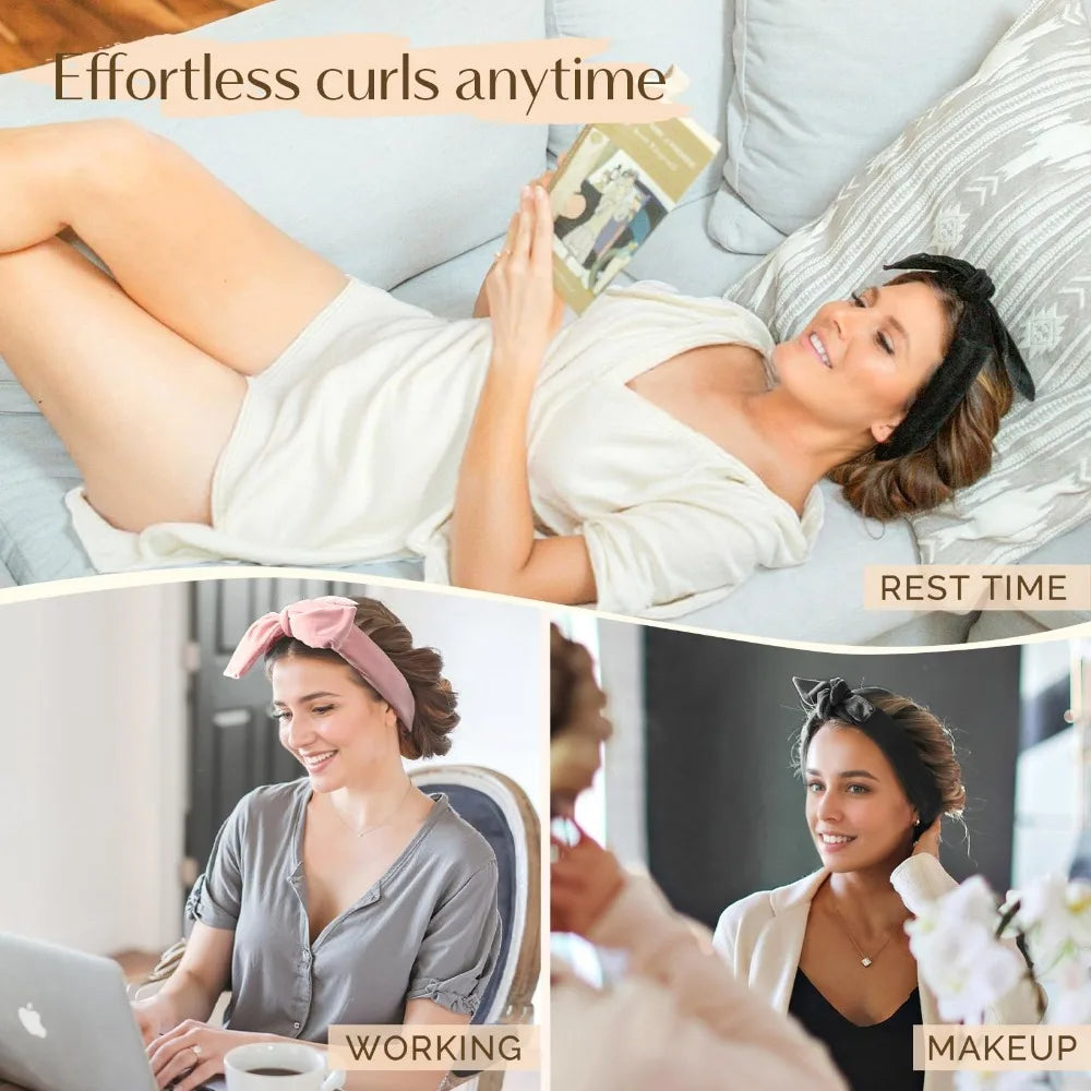 Rouleaux coiffants sans chaleur – Bandeau bouclant, bigoudis doux en satin, bonnet de nuit, outils de coiffage