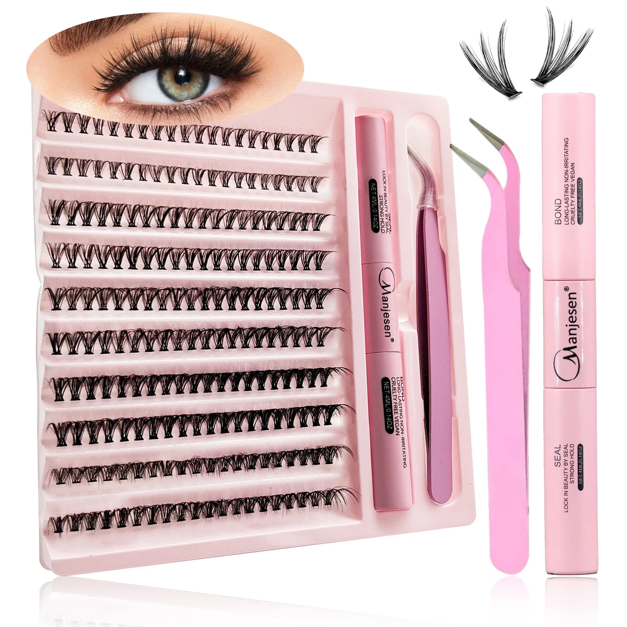 Kit DIY Extensions de Cils — 200 Clusters + Colle & Fixateur