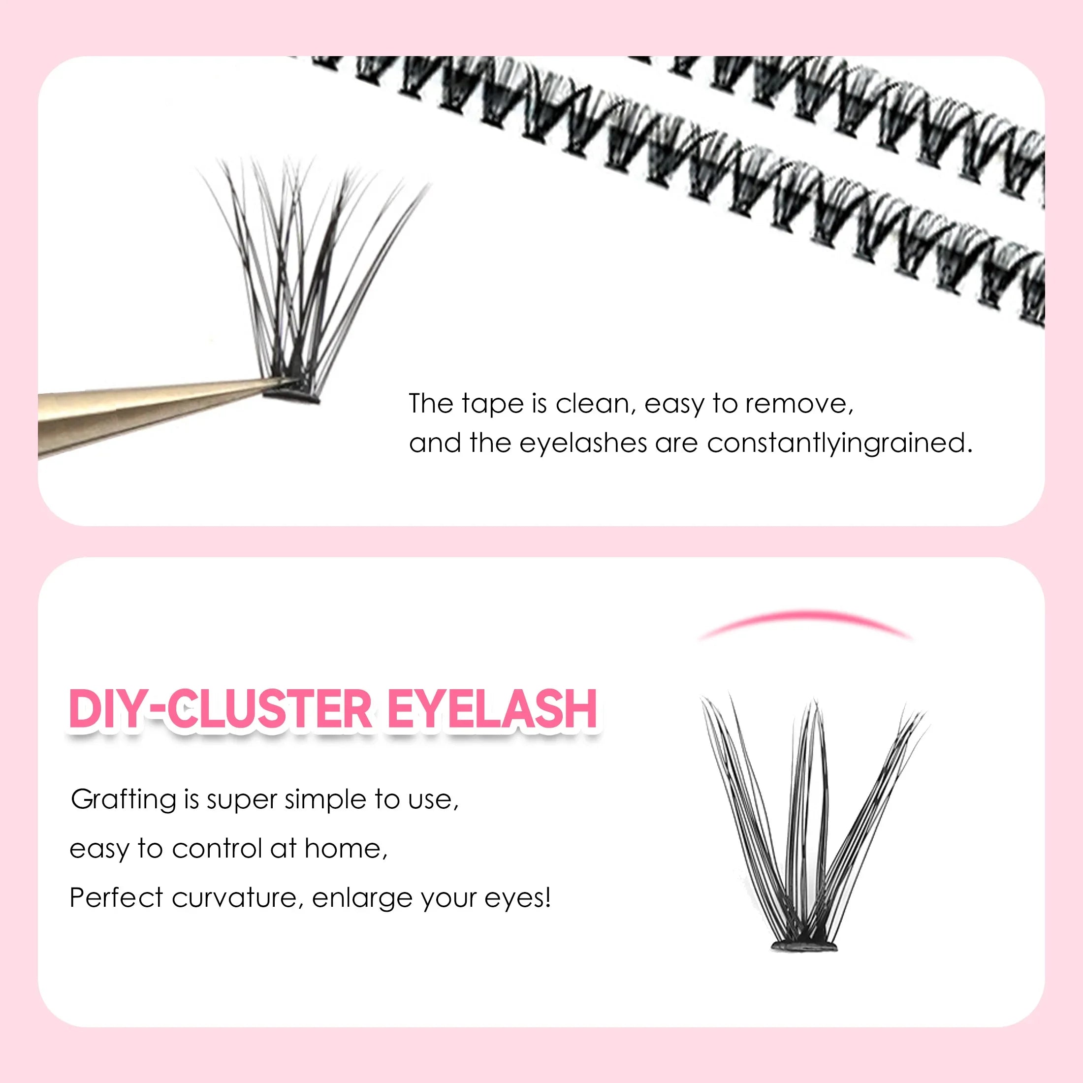 Kit DIY Extensions de Cils — 200 Clusters + Colle & Fixateur