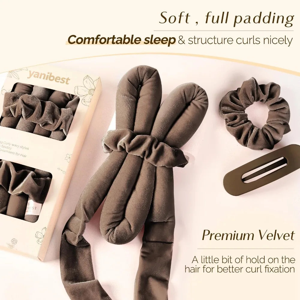 Rouleaux coiffants sans chaleur – Bandeau bouclant, bigoudis doux en satin, bonnet de nuit, outils de coiffage
