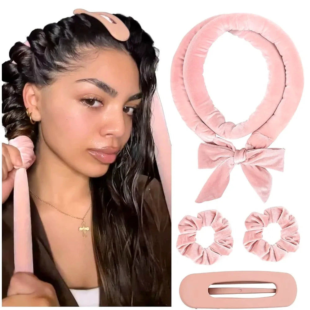 Rouleaux coiffants sans chaleur – Bandeau bouclant, bigoudis doux en satin, bonnet de nuit, outils de coiffage