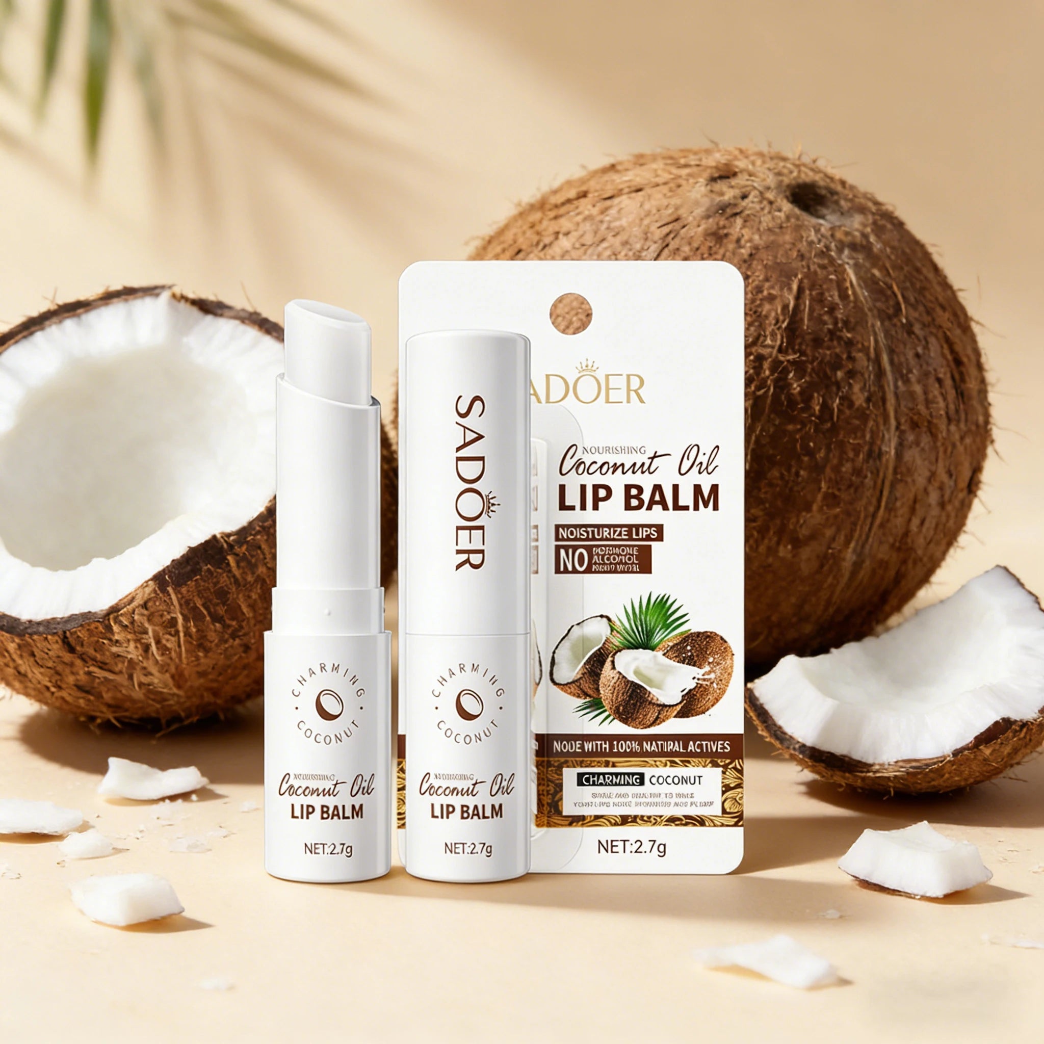 Baume à Lèvres à la Noix de Coco — Hydratation Longue Durée Homme & Femme