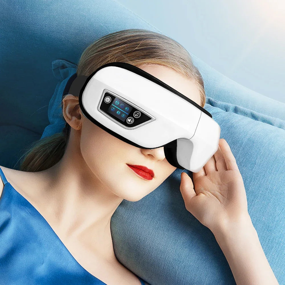 Masseur oculaire intelligent 6D à vibration – Airbag, compression, soin des yeux, musique Bluetooth, masque de sommeil
