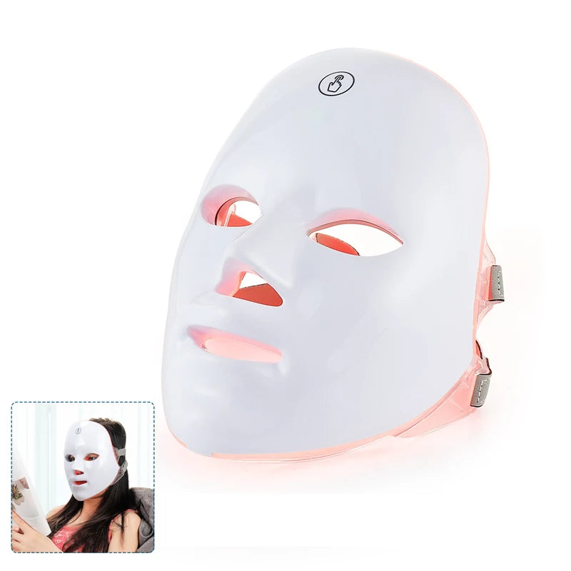 Machine de beauté faciale LED 7 couleurs sans fil – Masque rajeunissant pour le visage et le cou, resserrement de la peau