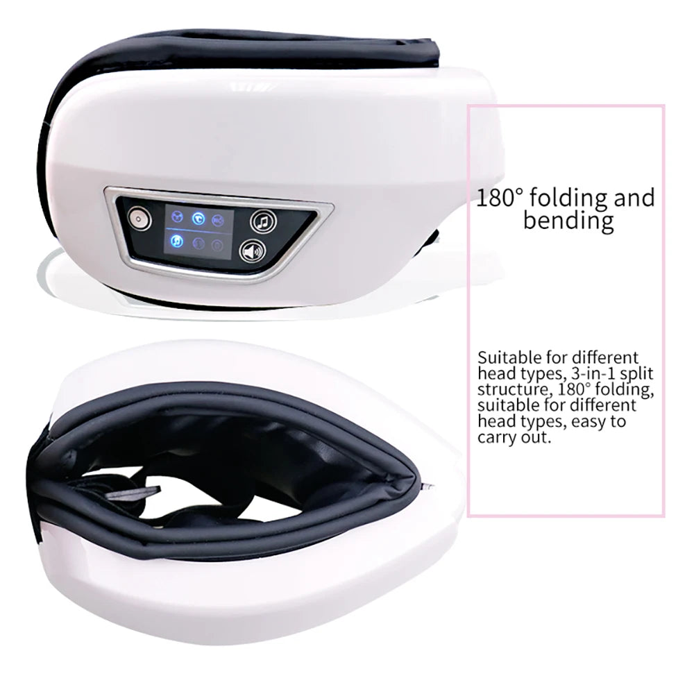 Masseur oculaire intelligent 6D à vibration – Airbag, compression, soin des yeux, musique Bluetooth, masque de sommeil