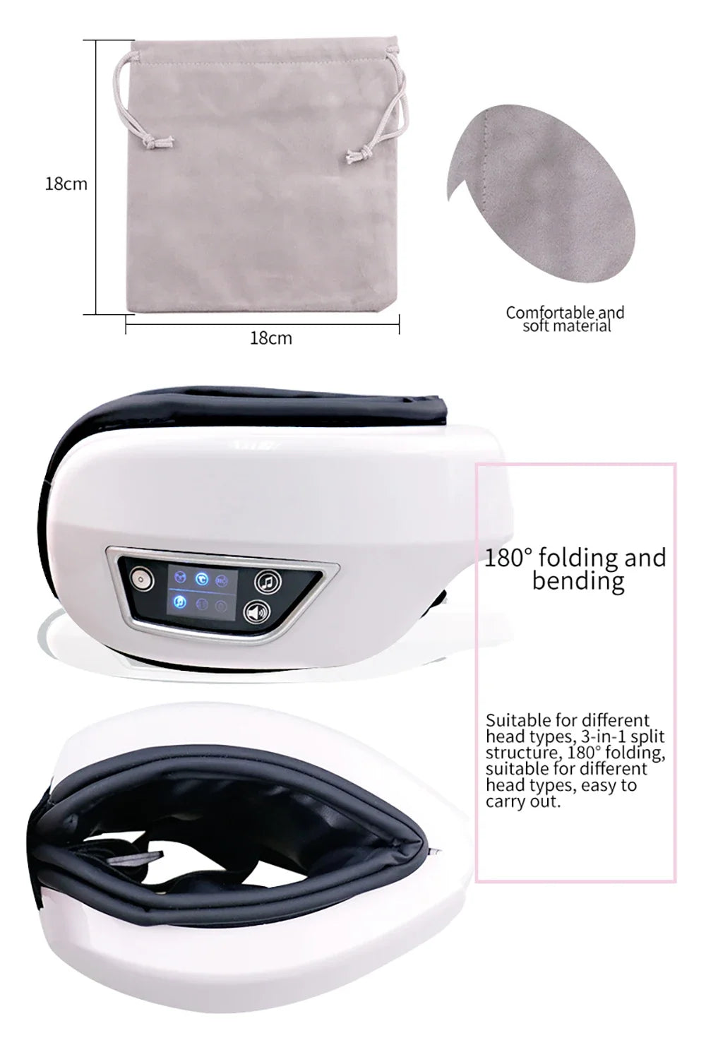 Masseur Oculaire Intelligent Pliable — Vibration, Compression & Musique Bluetooth