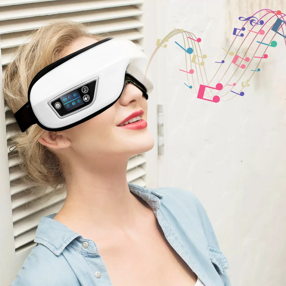 Masseur oculaire intelligent 6D à vibration – Airbag, compression, soin des yeux, musique Bluetooth, masque de sommeil