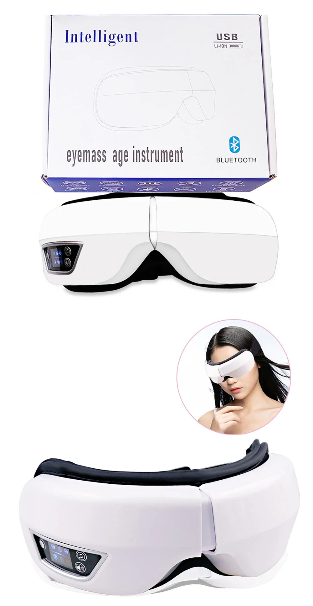 Masseur Oculaire Intelligent Pliable — Vibration, Compression & Musique Bluetooth