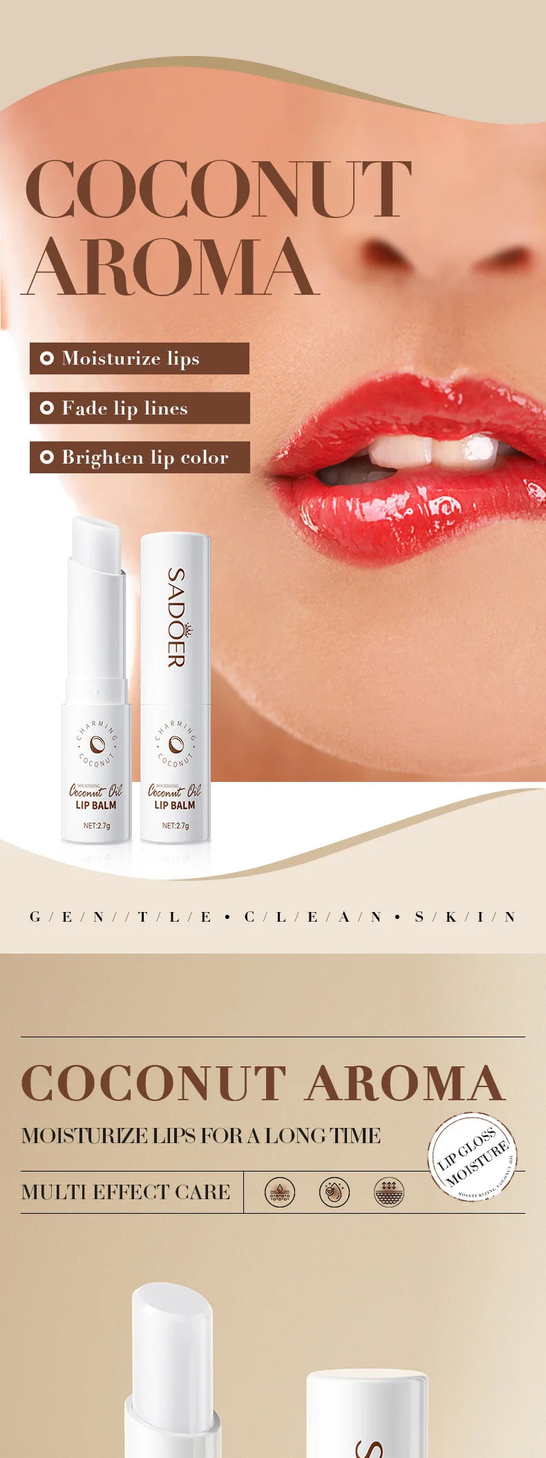 Baume à Lèvres à la Noix de Coco — Hydratation Longue Durée Homme & Femme