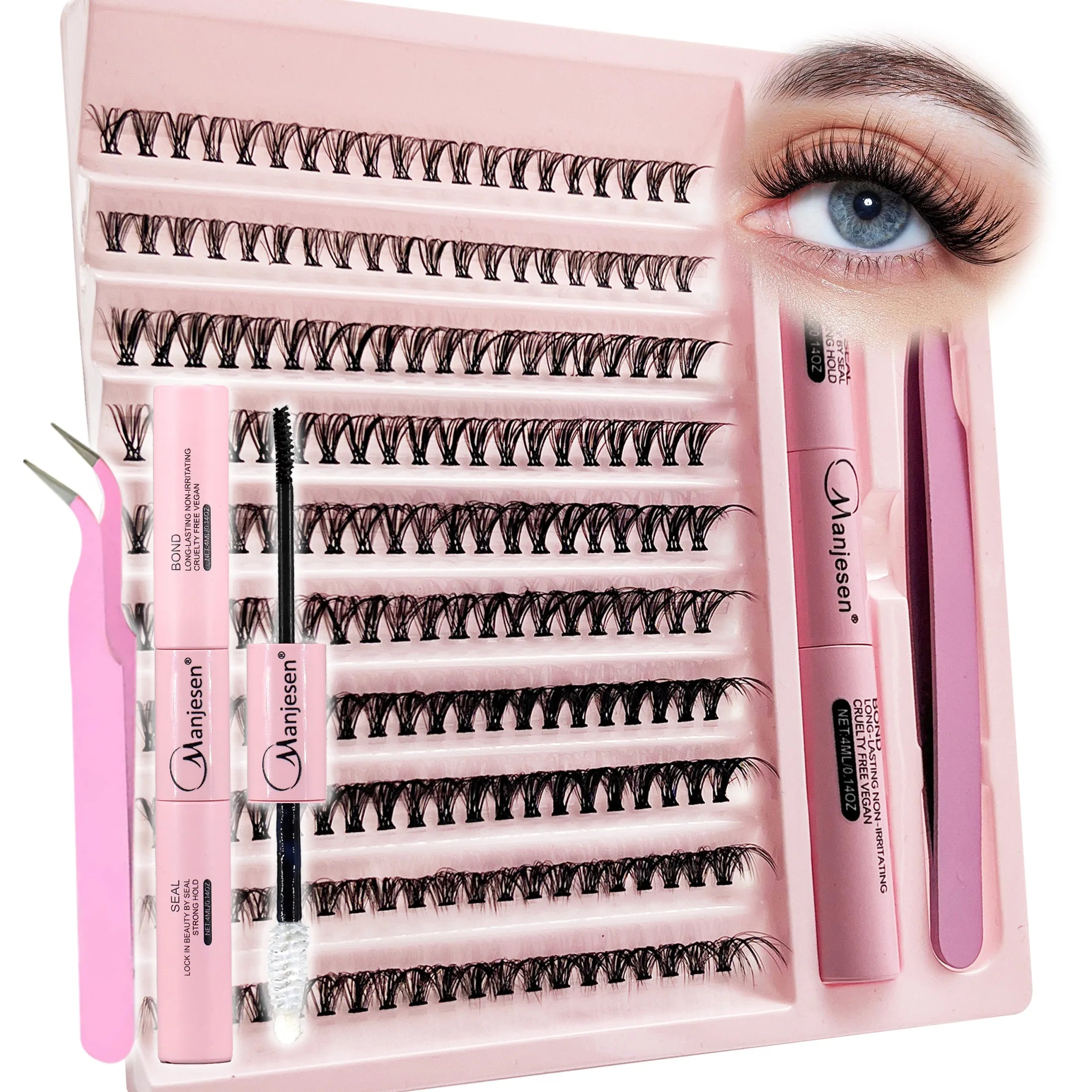 Kit DIY Extensions de Cils — 200 Clusters + Colle & Fixateur