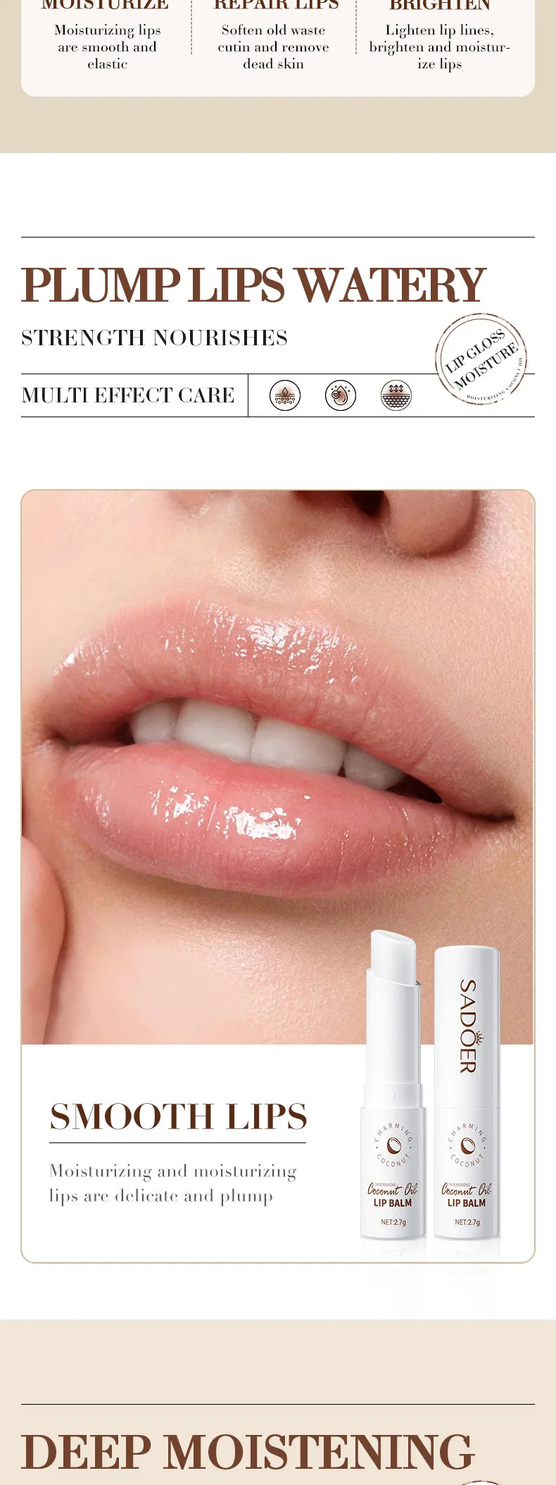 Baume à Lèvres à la Noix de Coco — Hydratation Longue Durée Homme & Femme