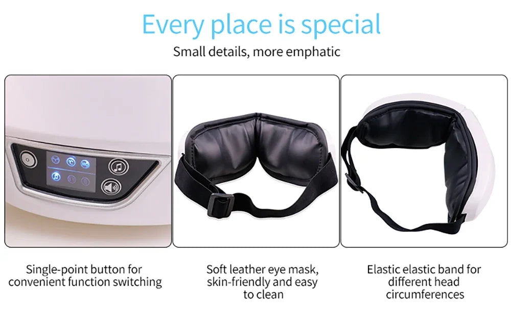 Masseur Oculaire Intelligent Pliable — Vibration, Compression & Musique Bluetooth