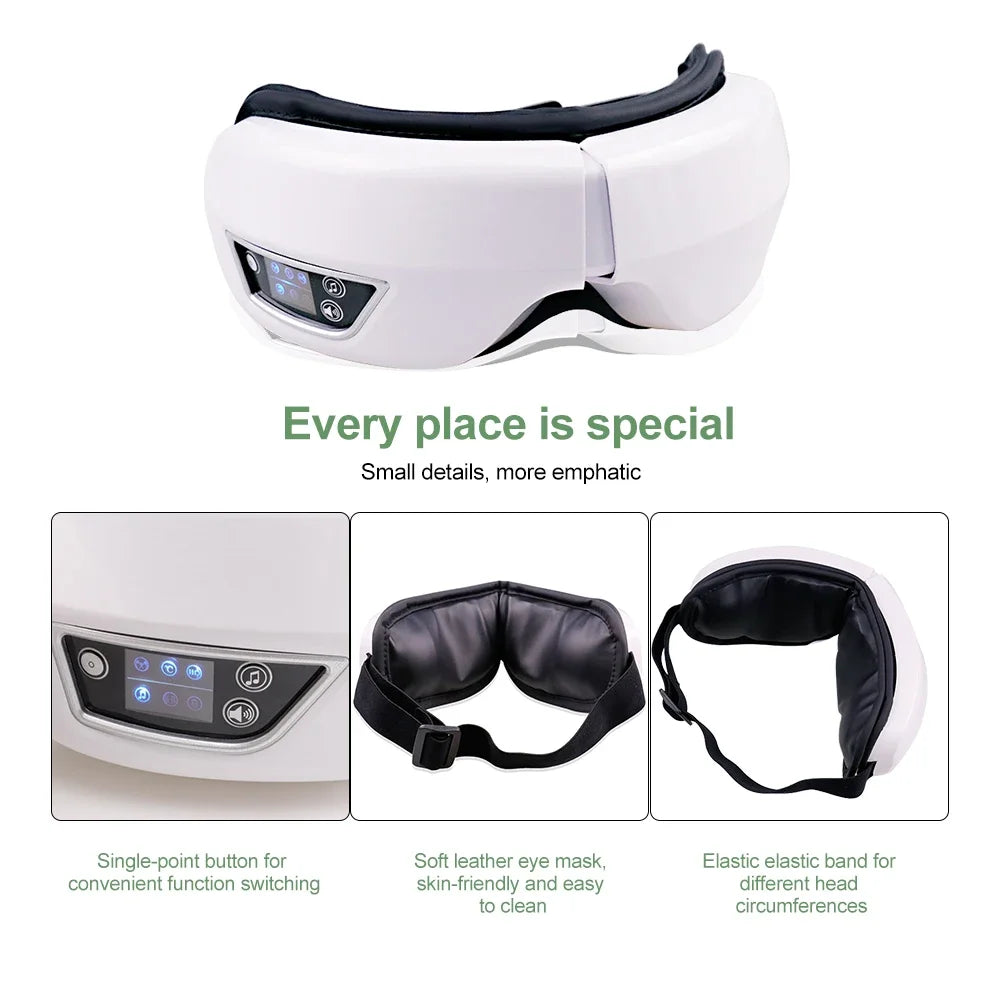 Masseur Oculaire Intelligent Pliable — Vibration, Compression & Musique Bluetooth