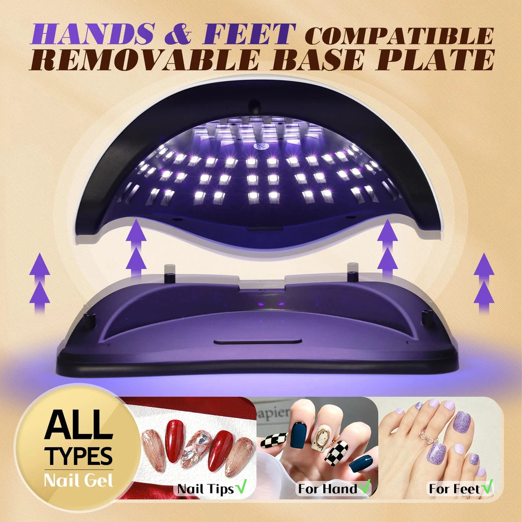 Lampe sèche-ongles UV/LED – 81 LED, capteur automatique, 4 minuteries, séchage rapide pour vernis gel, manucure et pédicure