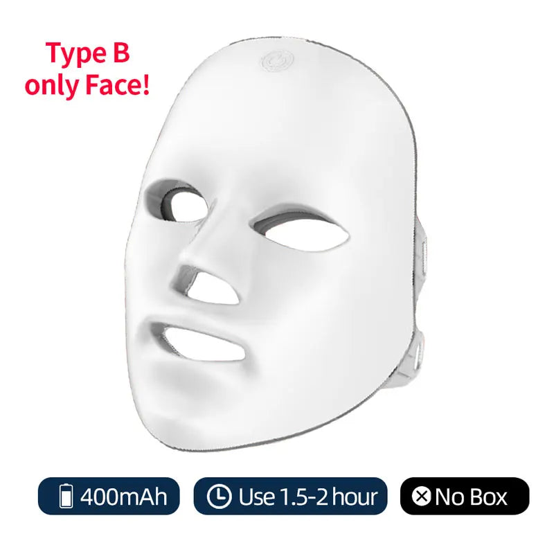 Machine de beauté faciale LED 7 couleurs sans fil – Masque rajeunissant pour le visage et le cou, resserrement de la peau