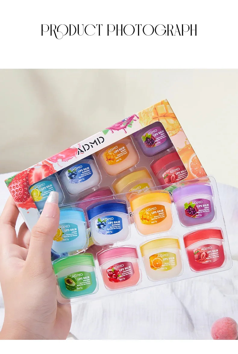 Coffret 8 Baumes à Lèvres Fruités — Hydratation & Soin Anti-Gérures