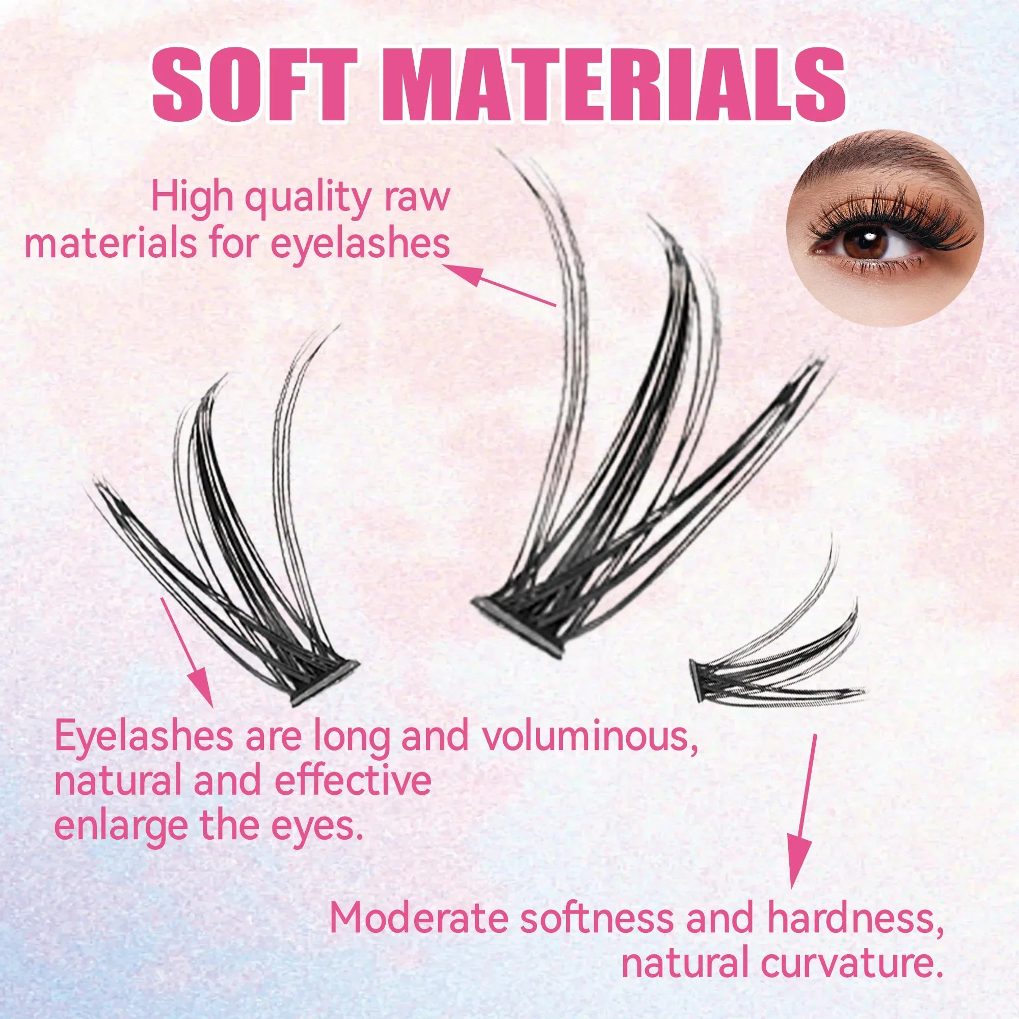 Kit DIY Extensions de Cils — 200 Clusters + Colle & Fixateur
