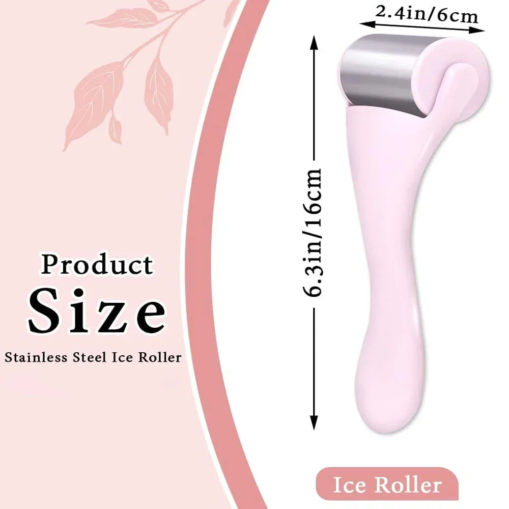 Rouleau de glace pour massage facial – Masseur en acier inoxydable, soulagement des poches, anti-rides, soin de la peau