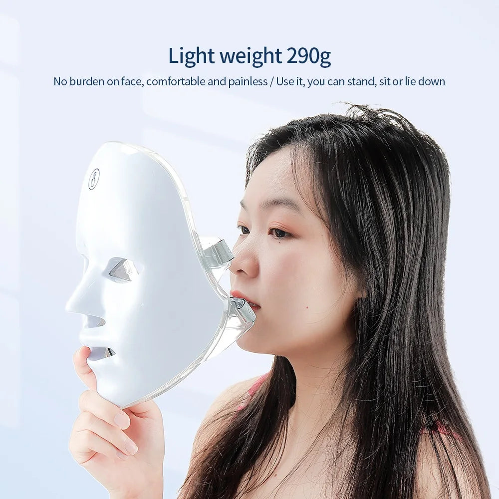 Machine de beauté faciale LED 7 couleurs sans fil – Masque rajeunissant pour le visage et le cou, resserrement de la peau