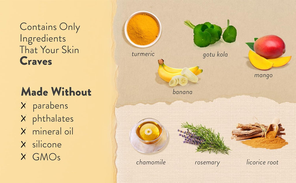 Turmeric Banana Mango Face Moisturizer - Luscious Creamy Nutrient-Rich Natural Daily Facial Cream W Chamomile & Rosemary - Vegan Anti-Aging Lotion for Wrinkles & Fine Lines