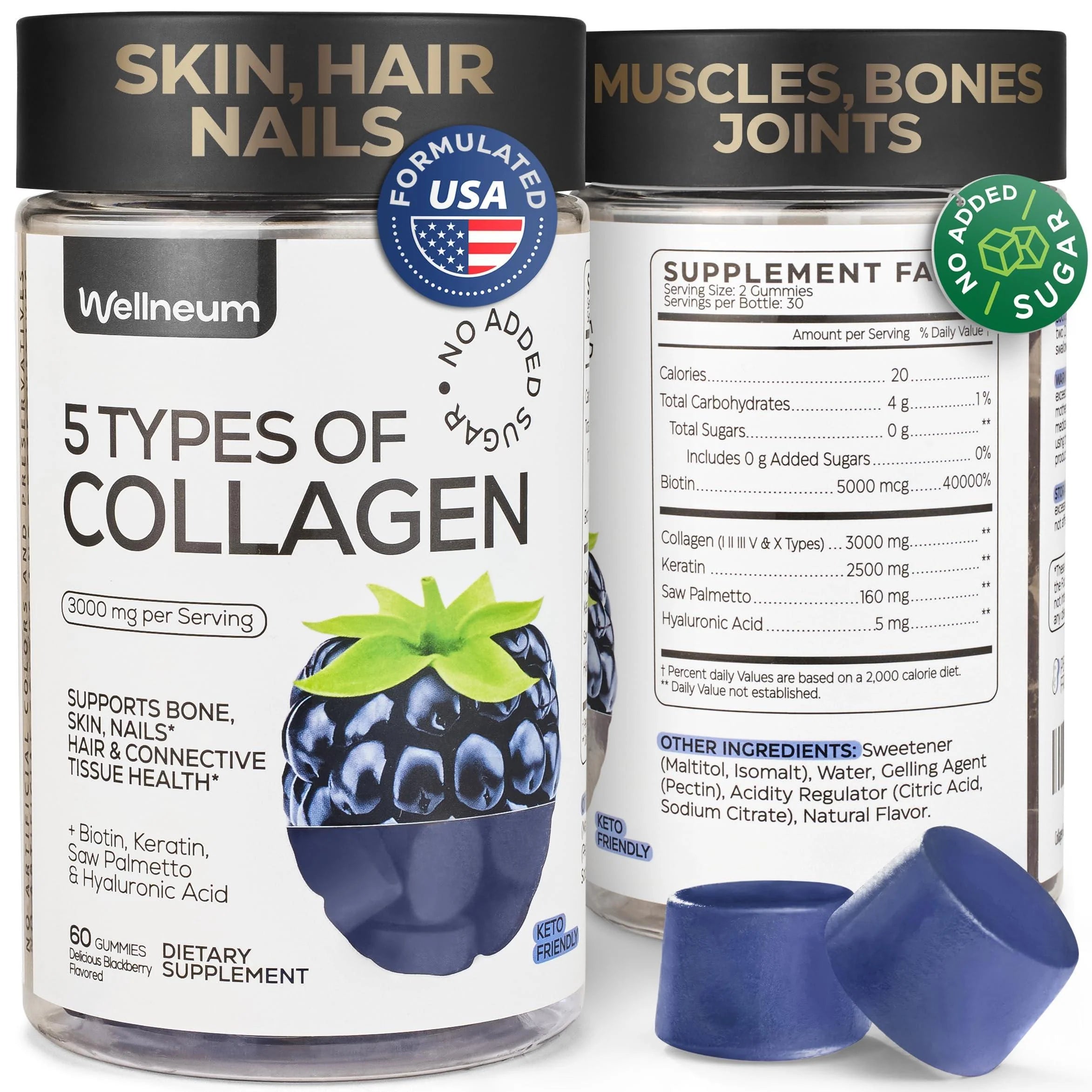 Collagen Peptide Gummies for Women Men 3000 Mg Collagen Supplement for Healthy
